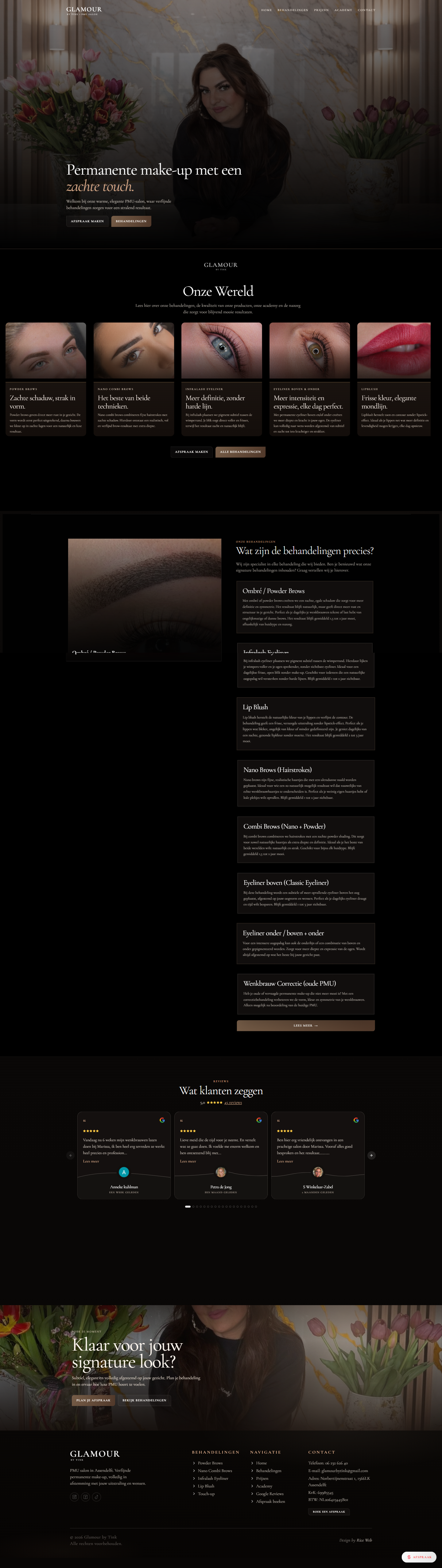 Screenshot van de Glamour by Tink website