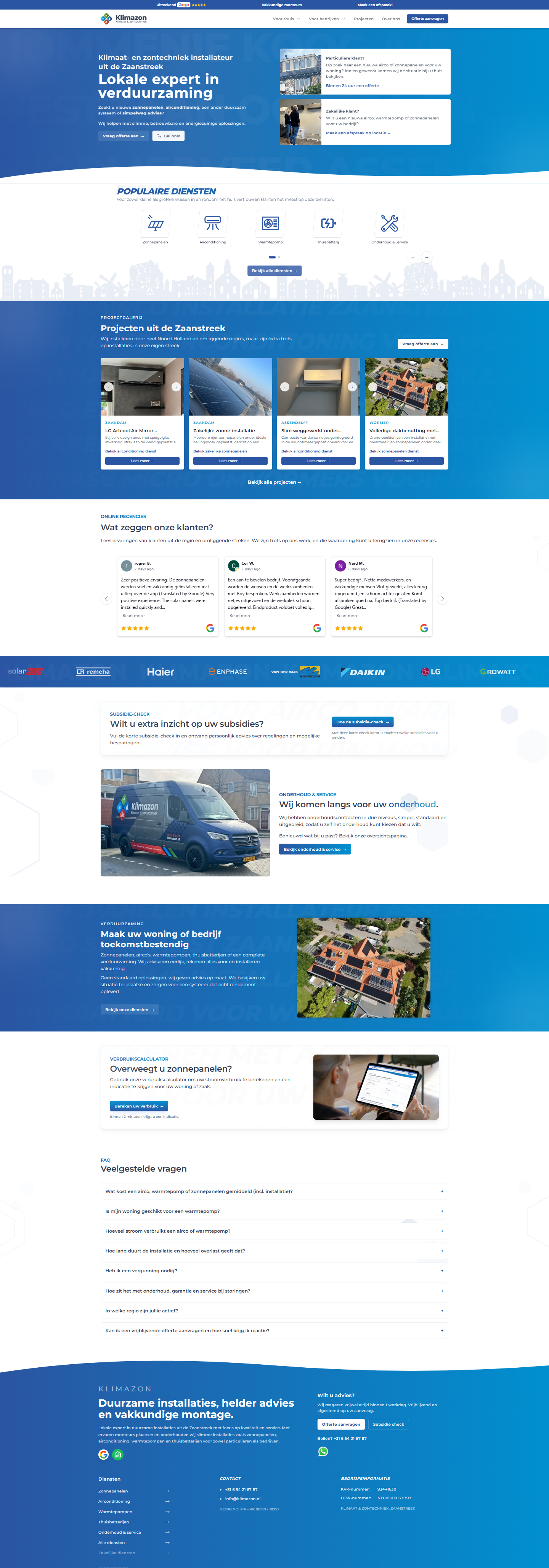 Screenshot van de Klimazon website
