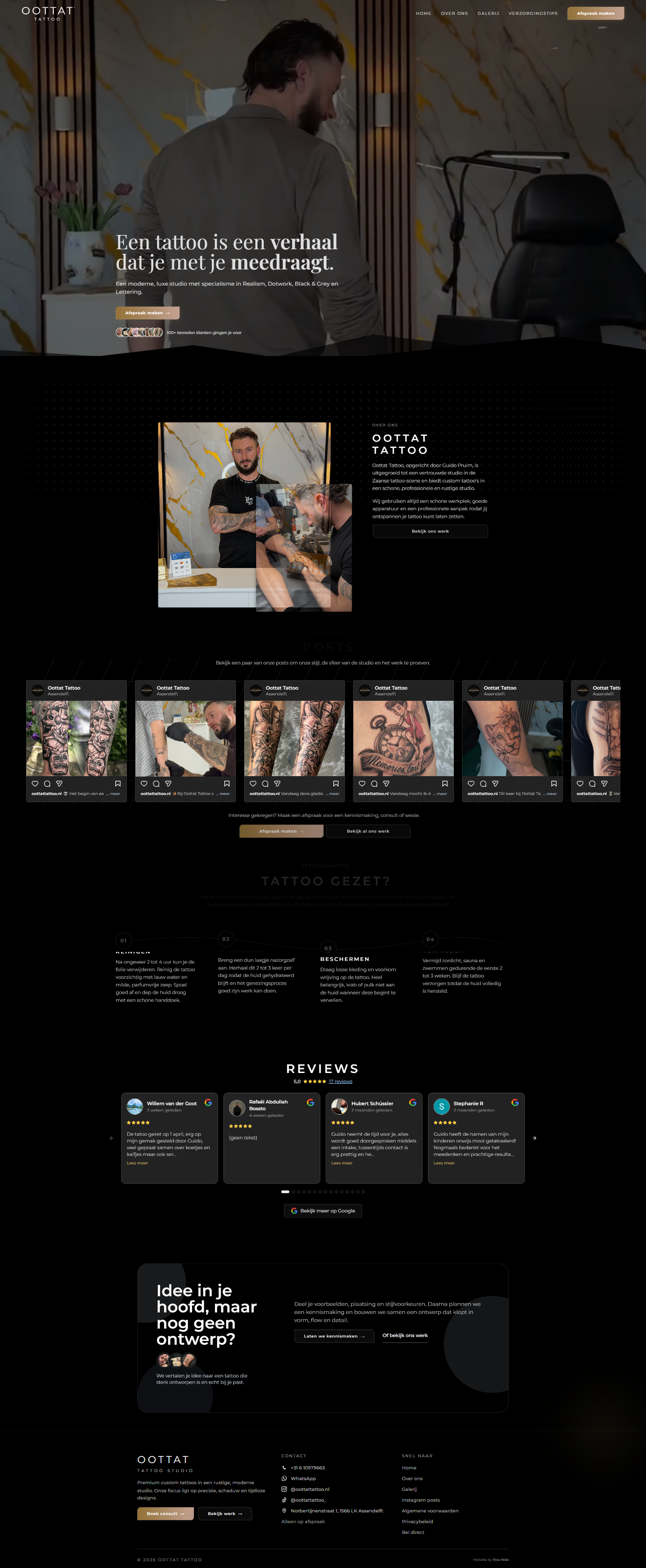 Screenshot van de Oottat Tattoo website