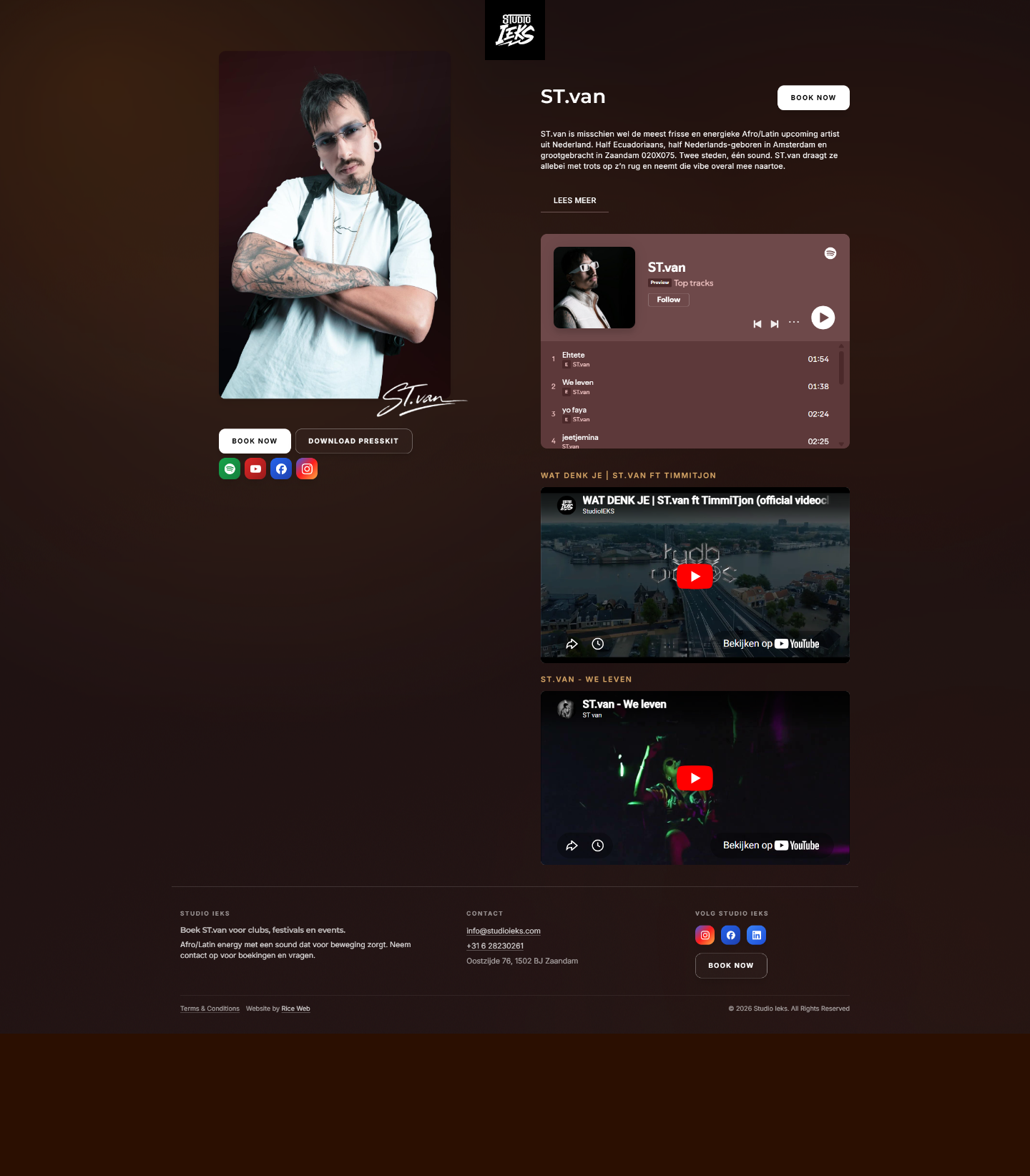 Screenshot van de Studio IEKS website